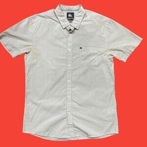 Quiksilver Modern Fit Light Gray Button Down Shirt Men's Size Large